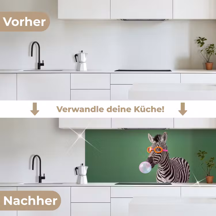 Dier - Bril - Bel - Modern - Groen keuken achterwand 2 middel -voor-na_DE
