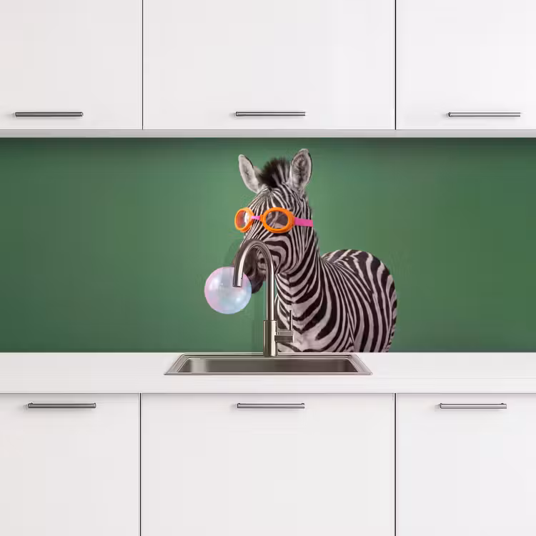 Dier - Bril - Bel - Modern - Groen keuken achterwand 2 middel -3d
