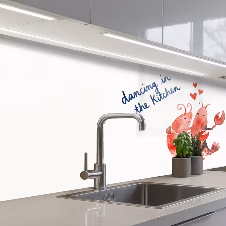 Dier - Dans - Liefde - Waterverf - Rood keuken achterwand 2 middel -3d_schuin