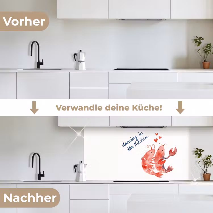 Dier - Dans - Liefde - Waterverf - Rood keuken achterwand 2 middel -voor-na_DE