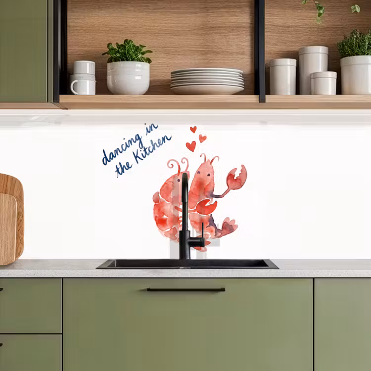 Dier - Dans - Liefde - Waterverf - Rood keuken achterwand 2 middel -sfeer3