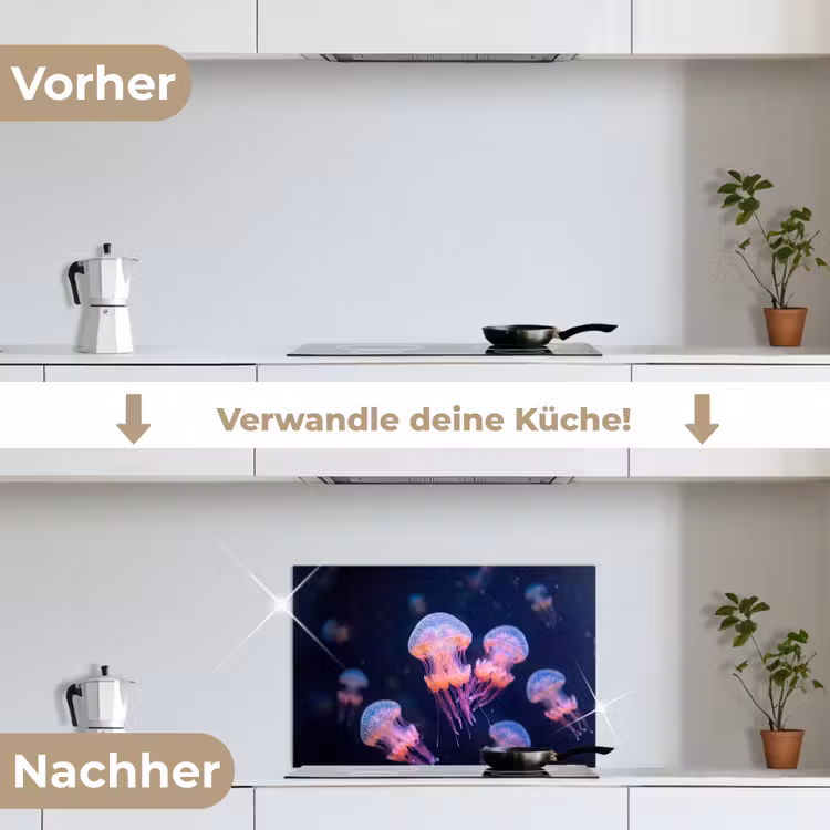 Dier - Onderwater - Natuur - Roze - Mysterieus keuken achterwand spatscherm klein -voor_na_DE