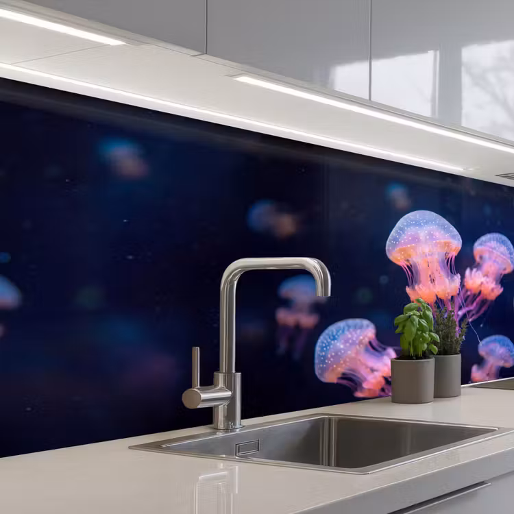 Dier - Onderwater - Natuur - Roze - Mysterieus keuken achterwand 2 middel -3d_schuin