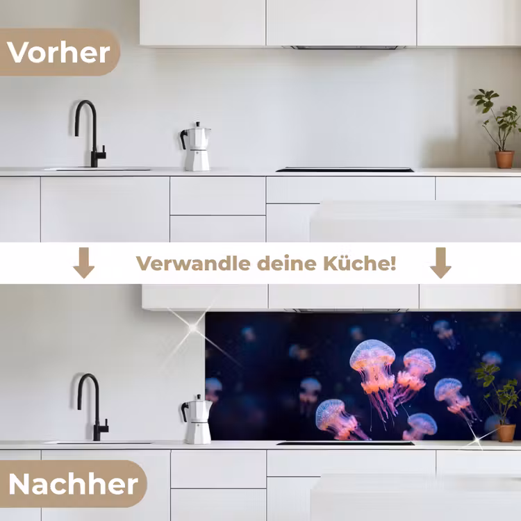 Dier - Onderwater - Natuur - Roze - Mysterieus keuken achterwand 2 middel -voor-na_DE