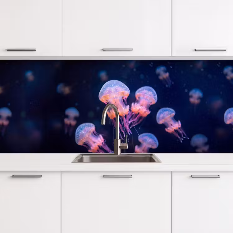 Dier - Onderwater - Natuur - Roze - Mysterieus keuken achterwand 2 middel -3d
