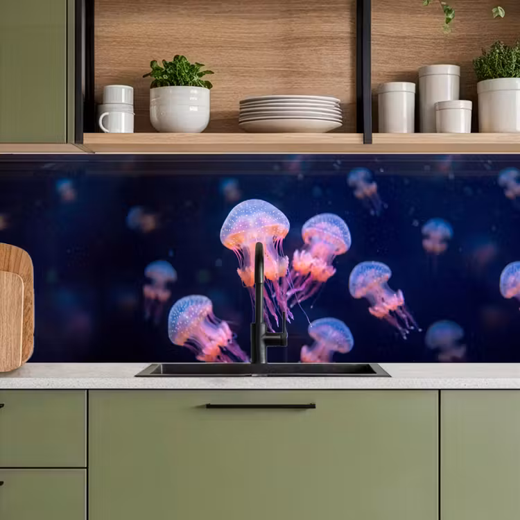Dier - Onderwater - Natuur - Roze - Mysterieus keuken achterwand 2 middel -sfeer3