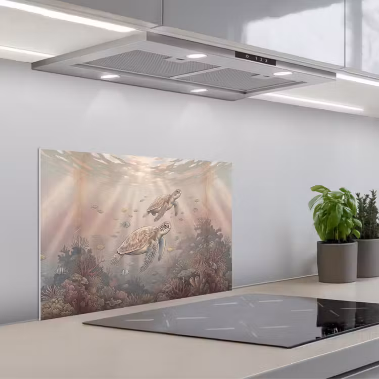 Dier - Onderwater - Oceaan - Illustratie - Zeeleven keuken achterwand spatscherm klein -3d_schuin