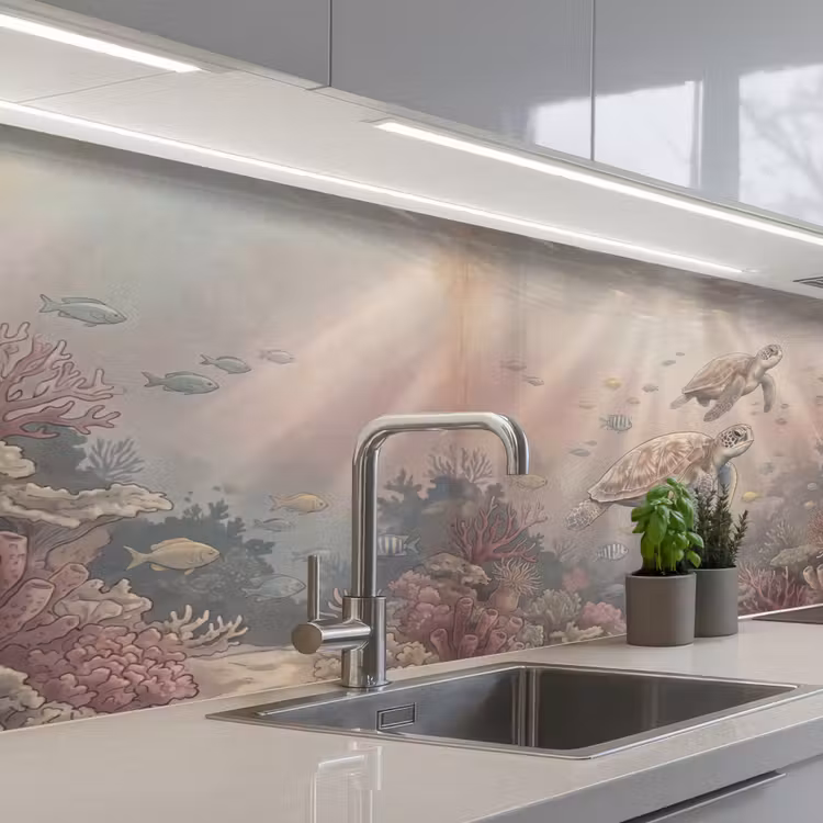 Dier - Onderwater - Oceaan - Illustratie - Zeeleven keuken achterwand 2 middel -3d_schuin