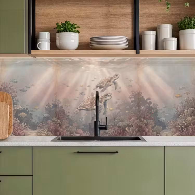 Dier - Onderwater - Oceaan - Illustratie - Zeeleven keuken achterwand 2 middel -sfeer3