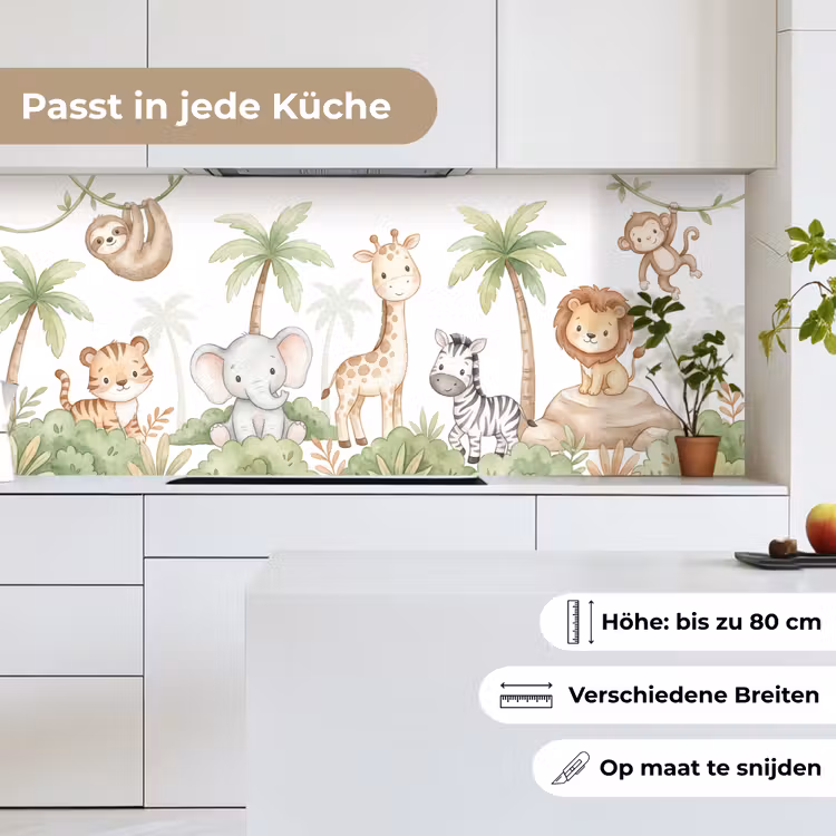 Dieren - Jungle - Pastel keuken achterwand 2 middel -sfeer4_DE