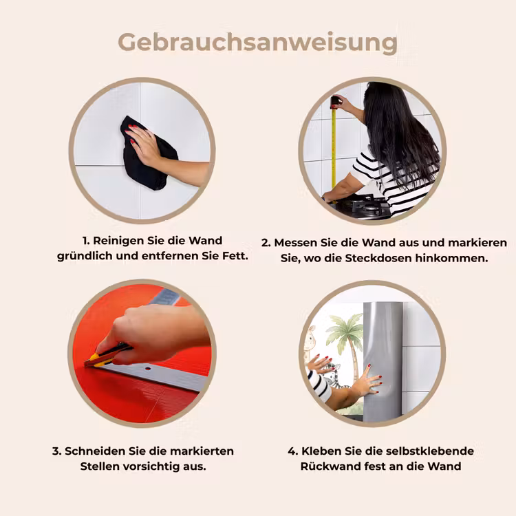 Dieren - Jungle - Pastel keuken achterwand 2 middel -gebruiksaanwijzing_DE