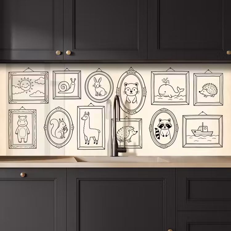 Dieren - Illustratie - Lijsten - Galerij - Speels keuken achterwand 2 middel -sfeer1