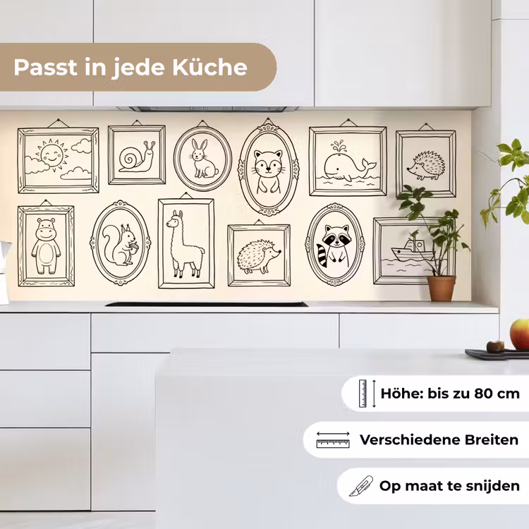 Dieren - Illustratie - Lijsten - Galerij - Speels keuken achterwand 2 middel -sfeer4_DE