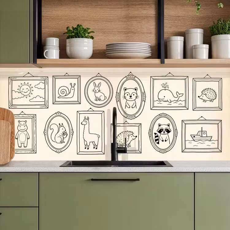 Dieren - Illustratie - Lijsten - Galerij - Speels keuken achterwand 2 middel -sfeer3