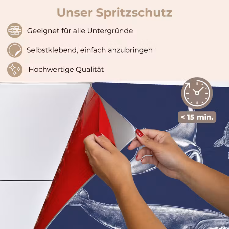 Dieren - Zeeleven - Oceaan - Graveren - Blauw keuken achterwand spatscherm klein -spatscherm_DE