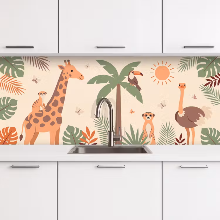 Dieren - Tropisch - Safari - Kleurrijk keuken achterwand 2 middel -3d