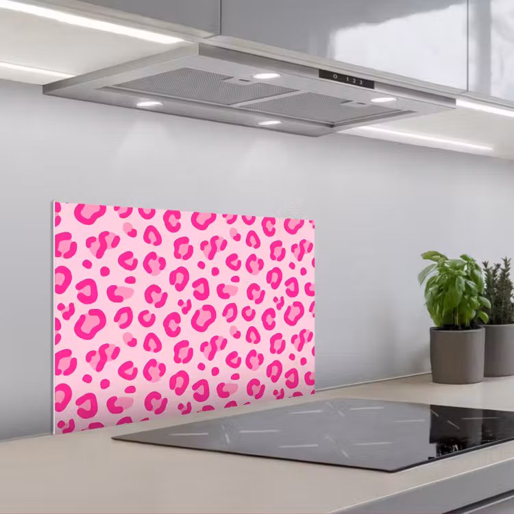 Dierenprint - Patroon - Abstract - Modern - Roze keuken achterwand spatscherm klein -3d_schuin