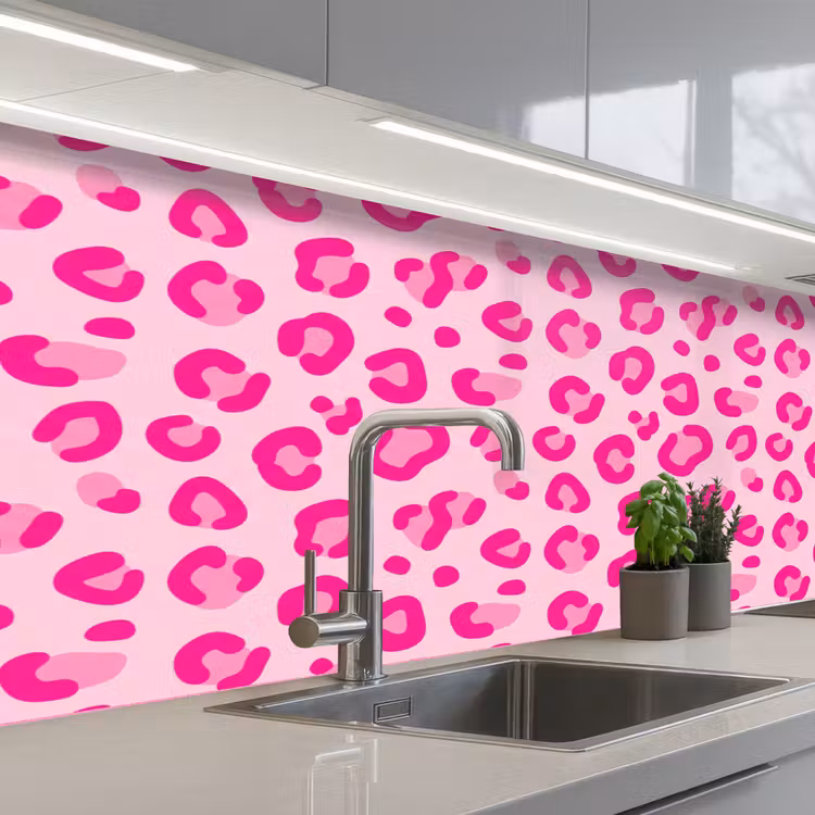 Dierenprint - Patroon - Abstract - Modern - Roze keuken achterwand 2 middel -3d_schuin