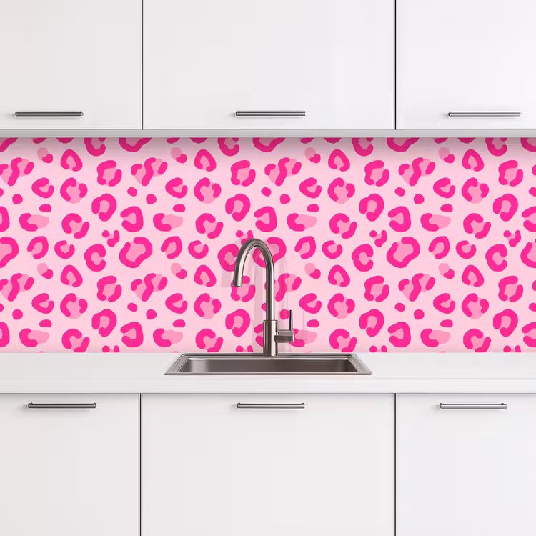 Dierenprint - Patroon - Abstract - Modern - Roze keuken achterwand 2 middel -3d