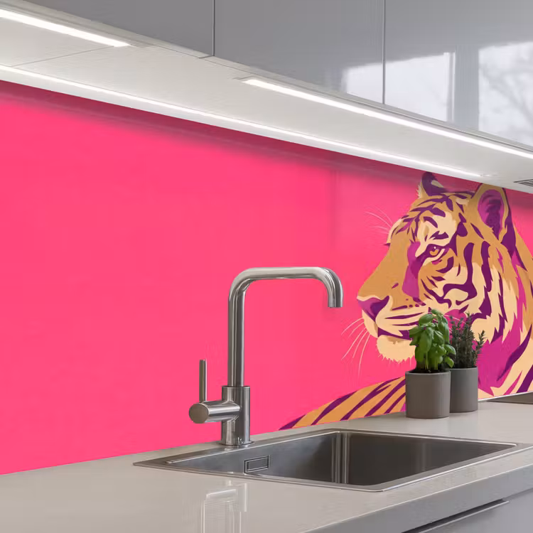 Tijger - Modern - Neon keuken achterwand 2 middel -3d_schuin
