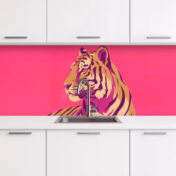 Tijger - Modern - Neon keuken achterwand 2 middel -3d