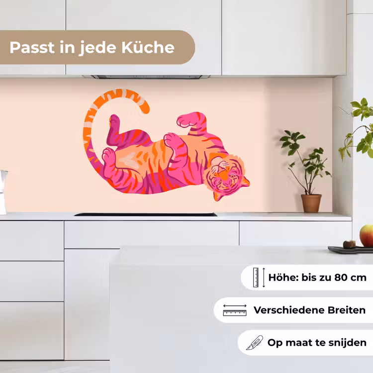 Tijger - Roze - Oranje keuken achterwand 2 middel -sfeer4_DE