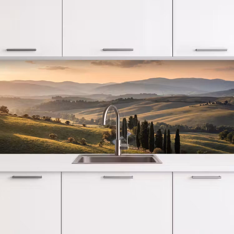 Toscaans - Landschap - Heuvels keuken achterwand 2 middel -3d