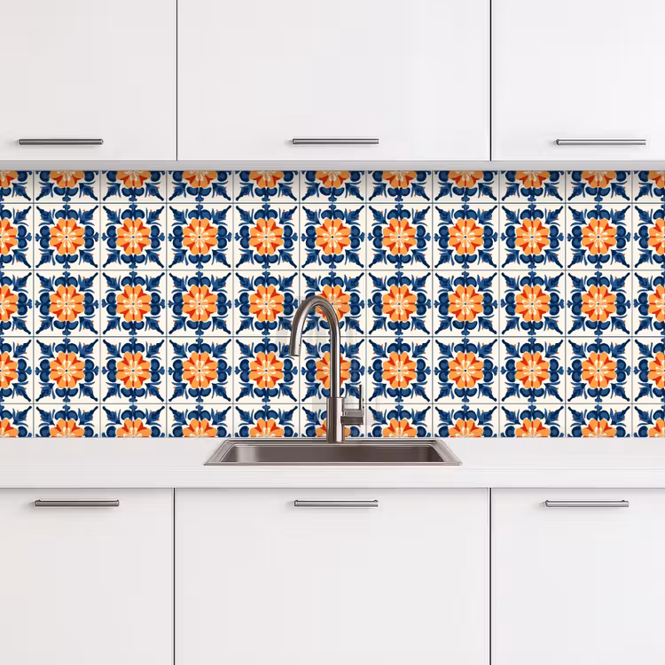 Traditioneel - Tegel - Oranje keuken achterwand 2 middel 871 -3d