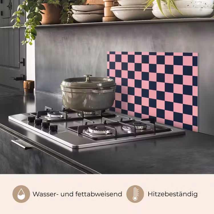 Traditioneel - Patroon - Blauw - Roze keuken achterwand spatscherm klein 900 -usp_DE