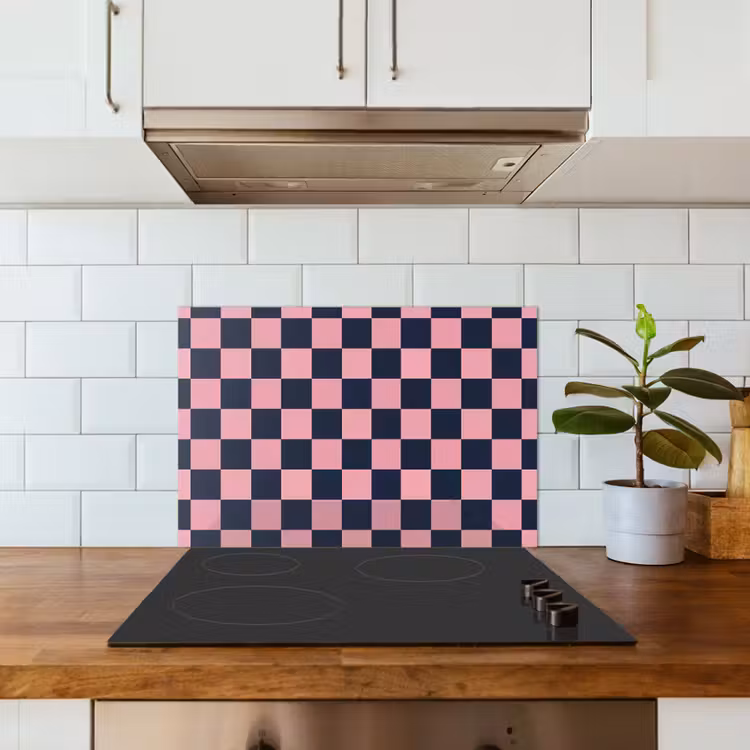 Traditioneel - Patroon - Blauw - Roze keuken achterwand spatscherm klein 900 -sfeer2