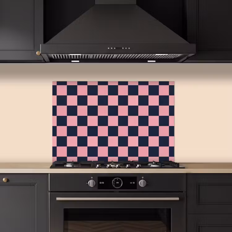 Traditioneel - Patroon - Blauw - Roze keuken achterwand spatscherm klein 900 -sfeer1