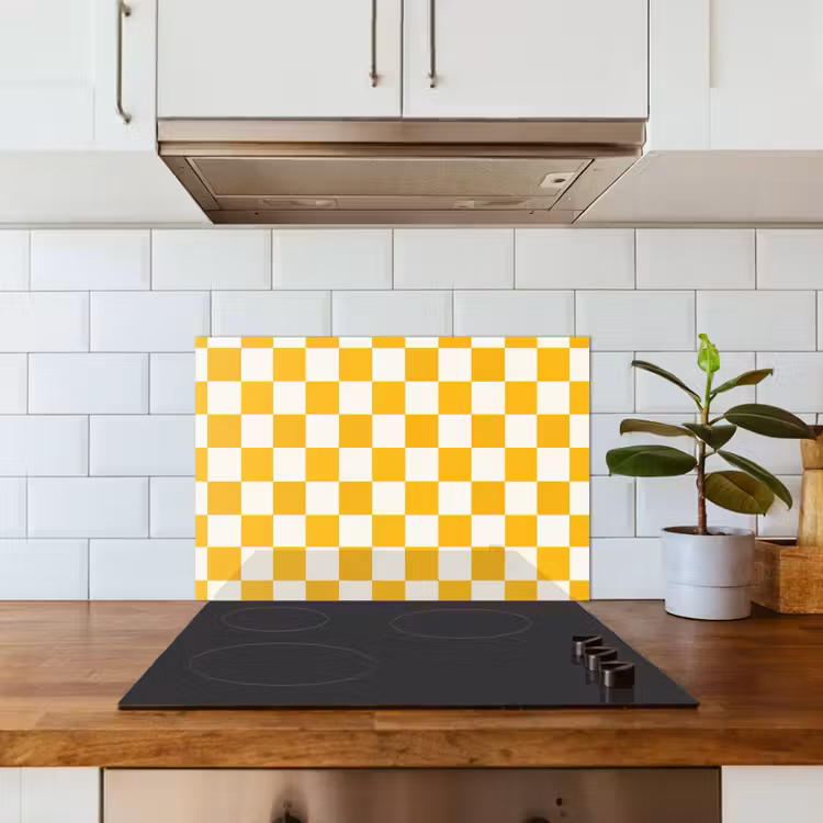 Traditioneel - Patroon - Geel keuken achterwand spatscherm klein 900 -sfeer2