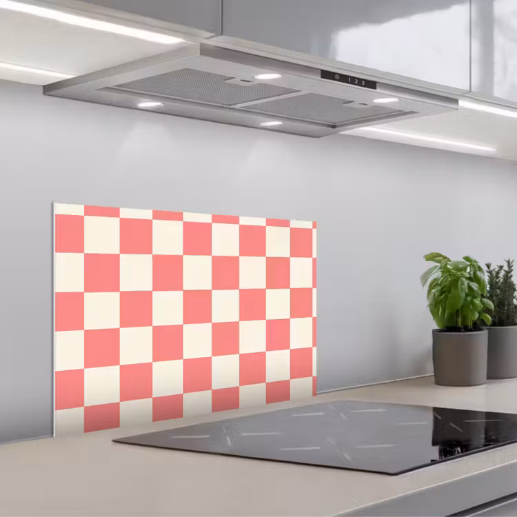 Traditioneel - Patroon - Roze keuken achterwand spatscherm klein 900 -3d_schuin