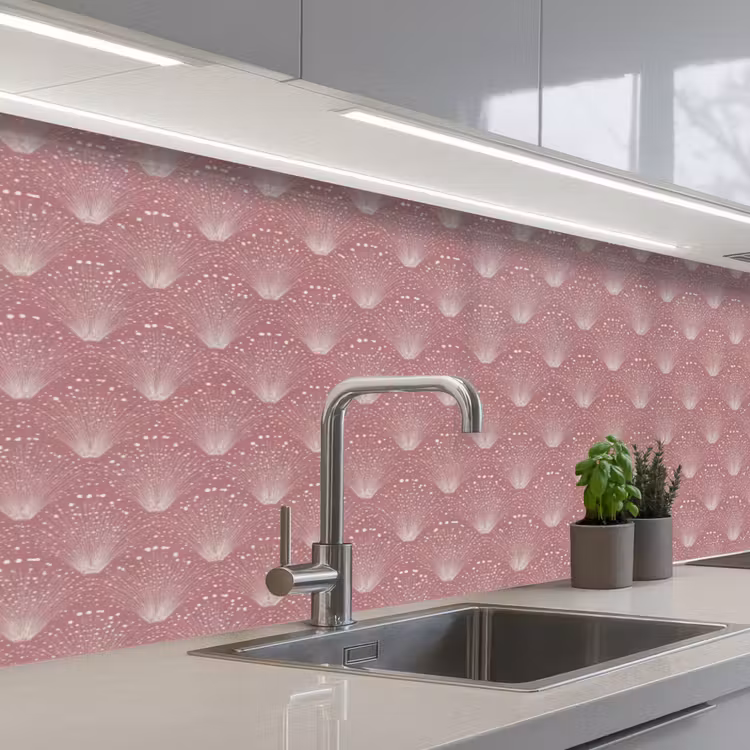 Trendy - Patroon - Roze keuken achterwand 2 middel 871 -3d_schuin