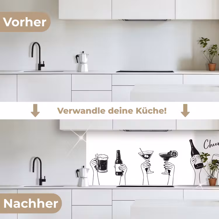 Drinken - Zwart - Wit keuken achterwand 2 middel -voor-na_DE