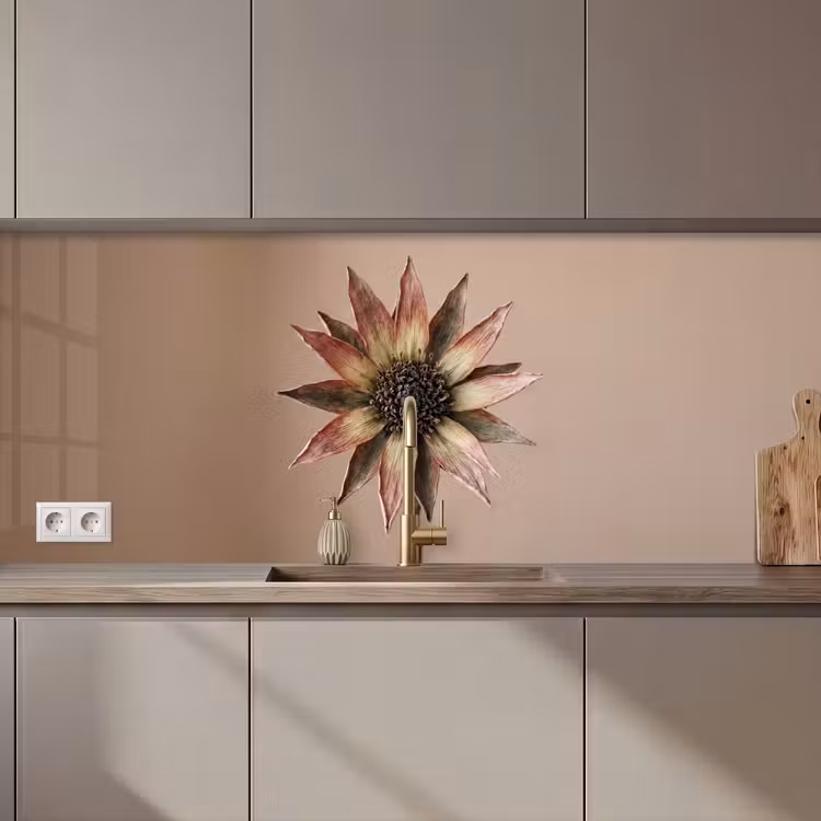 Droogbloem - Protea - Vintage - Beige - Rustiek keuken achterwand 2 middel zz_3dshopping