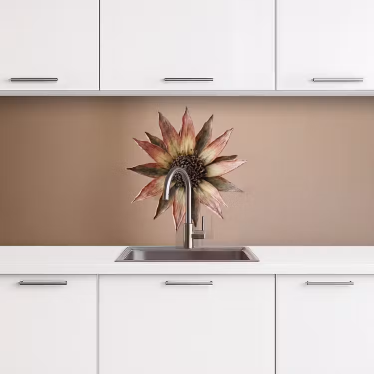 Droogbloem - Protea - Vintage - Beige - Rustiek keuken achterwand 2 middel -3d