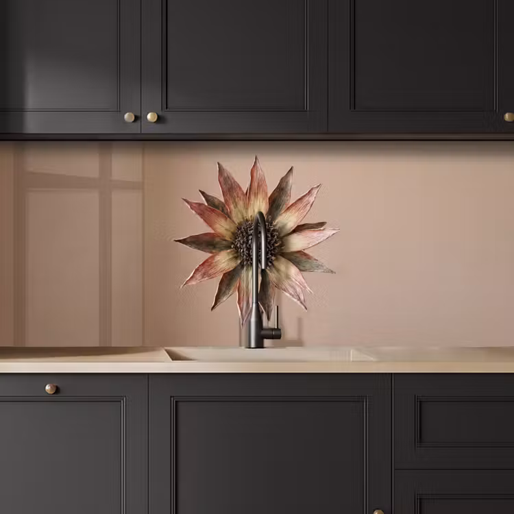 Droogbloem - Protea - Vintage - Beige - Rustiek keuken achterwand 2 middel -sfeer1