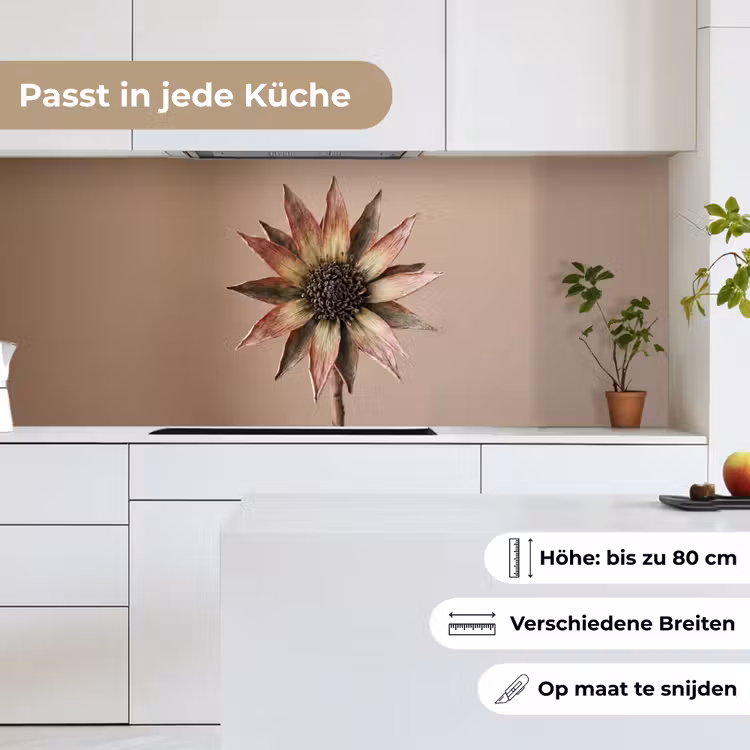 Droogbloem - Protea - Vintage - Beige - Rustiek keuken achterwand 2 middel -sfeer4_DE