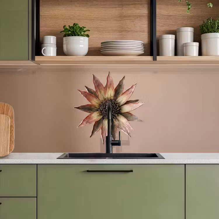 Droogbloem - Protea - Vintage - Beige - Rustiek keuken achterwand 2 middel -sfeer3