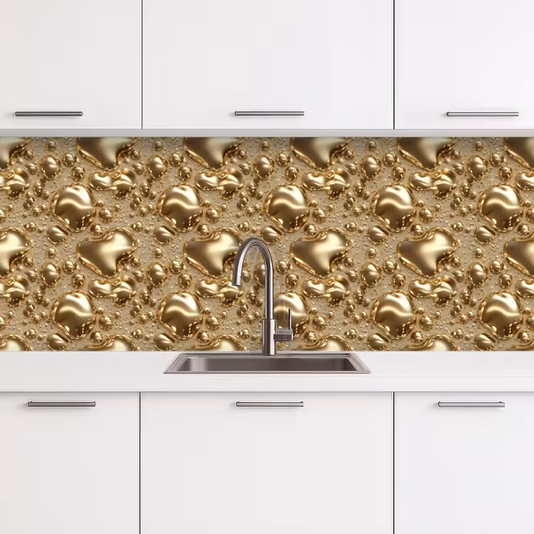 Druppels - Organisch - Goud keuken achterwand 2 middel 871 -3d