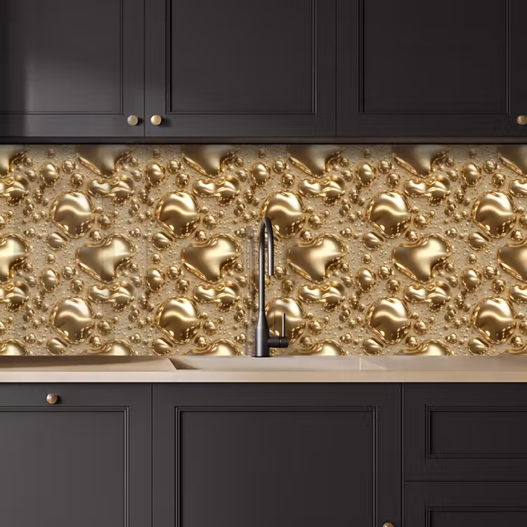 Druppels - Organisch - Goud keuken achterwand 2 middel 871 -sfeer1