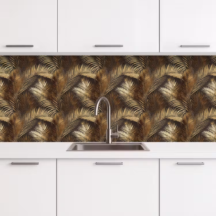 Tropisch - Bladeren - Goud keuken achterwand 2 middel 871 -3d