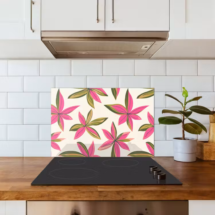 Tropisch - Bloem - Roze keuken achterwand spatscherm klein 900 -sfeer2