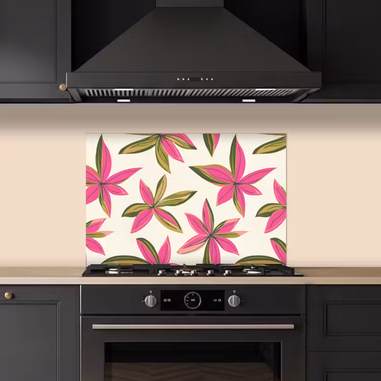 Tropisch - Bloem - Roze keuken achterwand spatscherm klein 900 -sfeer1
