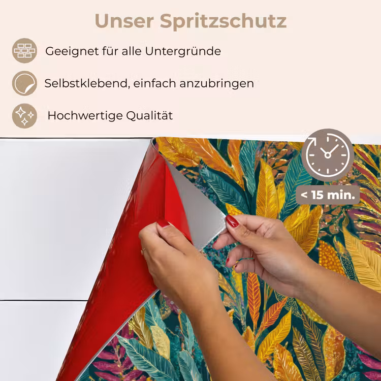 Tropische - Botanisch - Patroon - Kleurrijk - Exotisch keuken achterwand spatscherm klein 900 -spatscherm_DE