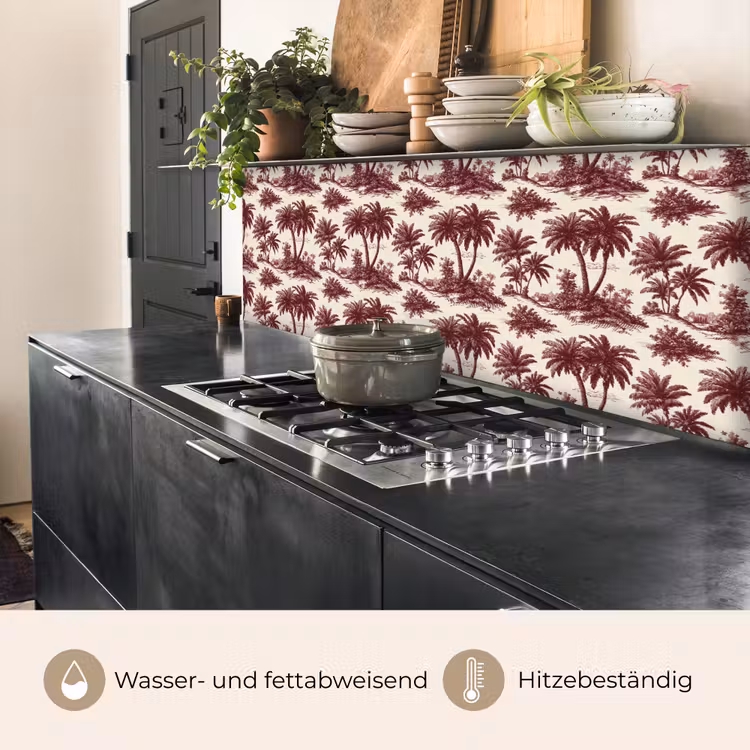 Tropisch - Geometrisch - Bordeauxrood keuken achterwand 2 middel 871 -usp_DE