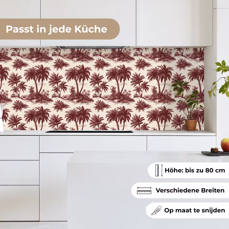 Tropisch - Geometrisch - Bordeauxrood keuken achterwand 2 middel 871 -sfeer4_DE