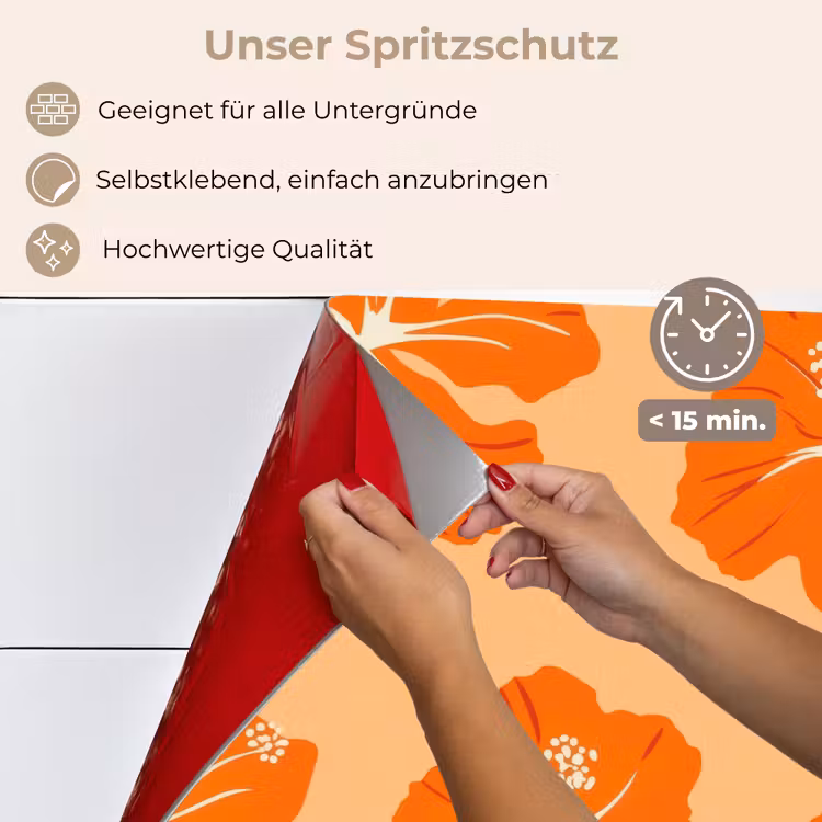 Tropisch - Hibiscus - Oranje keuken achterwand spatscherm klein 900 -spatscherm_DE
