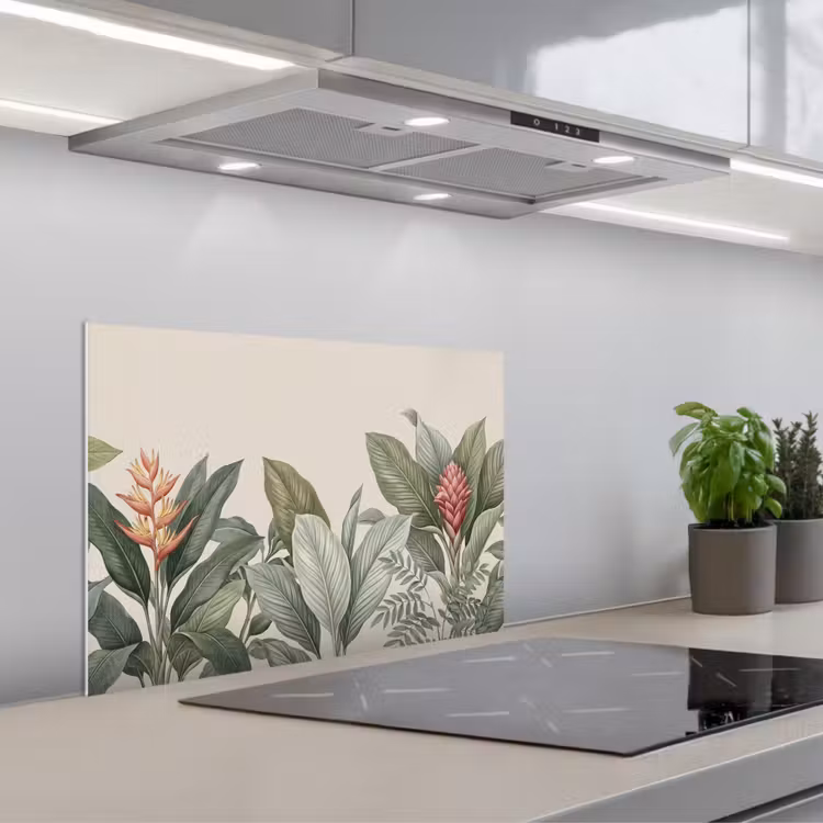 Tropisch - Planten - Modern - Groen keuken achterwand spatscherm klein -3d_schuin